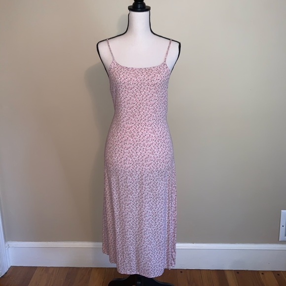 Brandy Melville Pink Floral Midi Dress 